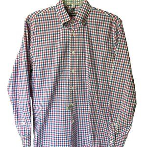 Bergdorf Goodman Men's Red,White,& Blue Check Long Sleeve Shirt-Size L